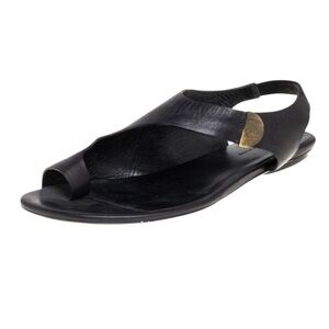 Balenciaga Black Leather Slingback Minimalist Sandals